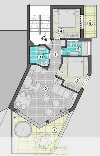 Meerblick Penthouse mit außergewöhnlicher Architektur 104m² mit 2 SZ, Terrasse und Südausrichtung — Bild 17