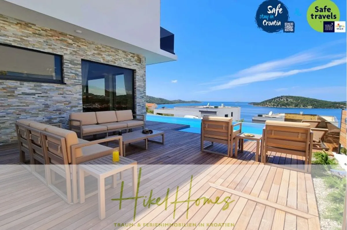 Seeview 2 von 3 | Möbilierte Luxus-Meerblick Villa mit 4 SZ, Pool, Sauna, Fitness, Jacuzzi, — Bild 3